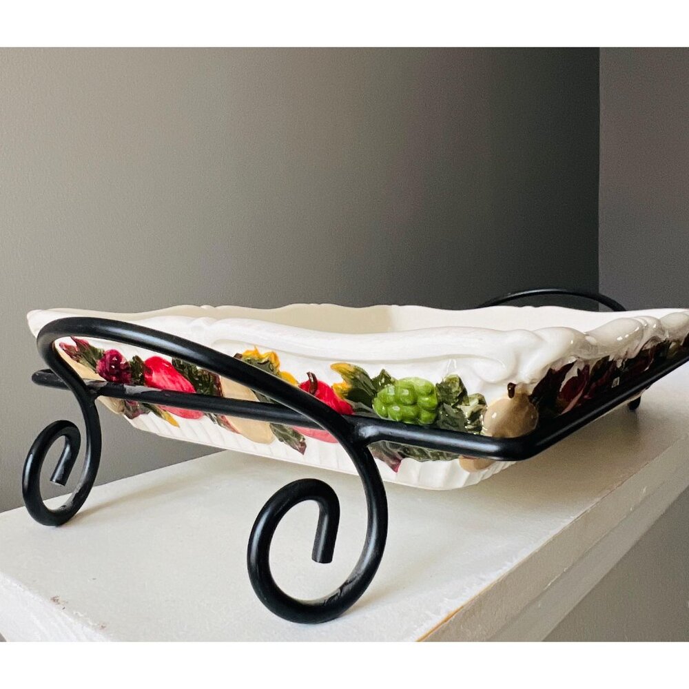 JCPenney Home Collection Ceramic Serving Dish with Black Metal Stand